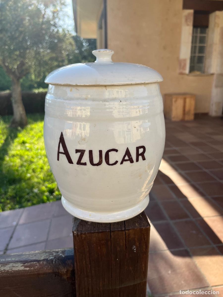 Antig&uuml;edades: Bote cer&aacute;mica, a&ntilde;o 60, Az&uacute;car
