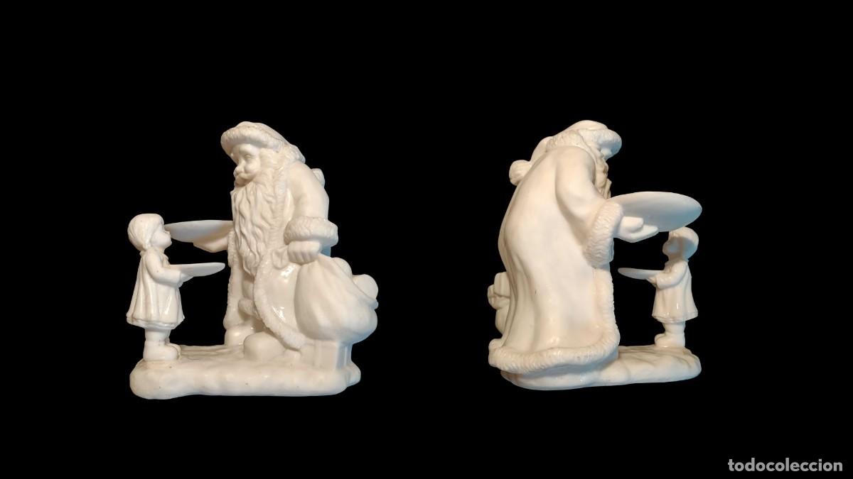 Antiques: FIGURA NAVIDENA PAPA NOEL VICTORIANO CON NI&Ntilde;A - RESINA BISCUIT BLANCO - A&Ntilde;OS 90/2000