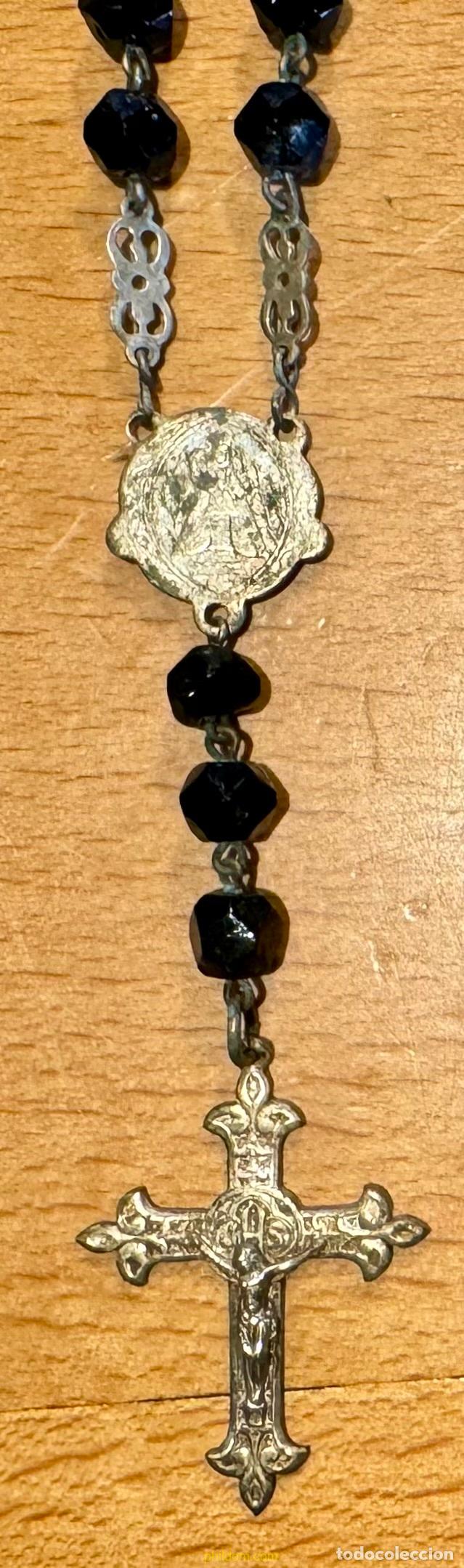 Antig&uuml;edades: ANTIGUO ROSARIO PLATA 43cm - Foto 2