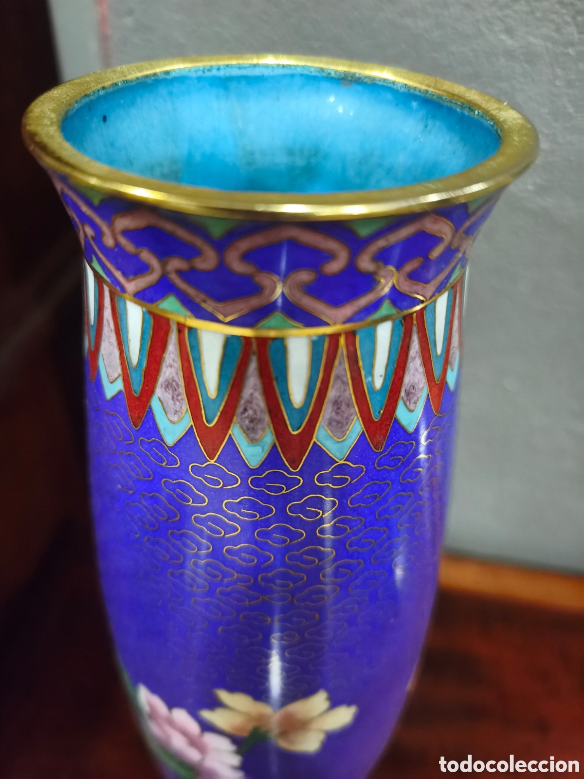 Antig&uuml;edades: Jarr&oacute;n de cloisonne en tonos azules - Foto 5