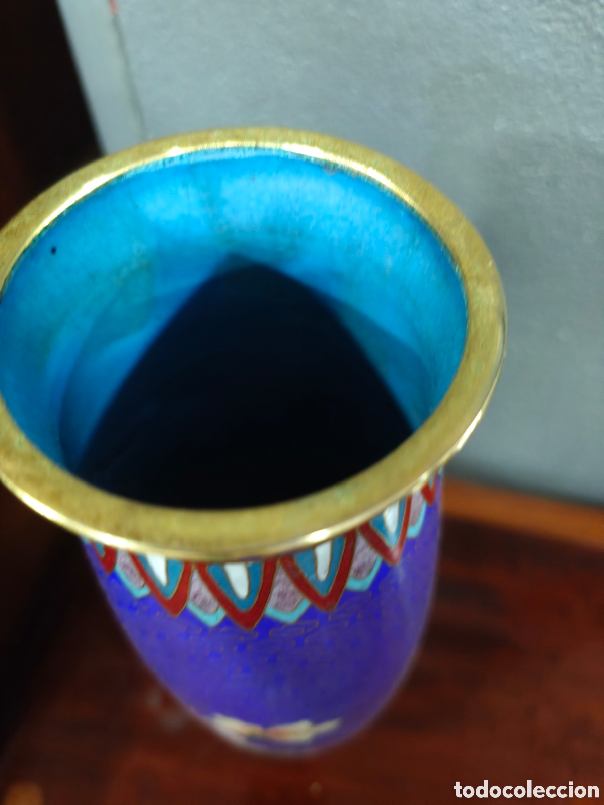 Antig&uuml;edades: Jarr&oacute;n de cloisonne en tonos azules - Foto 6