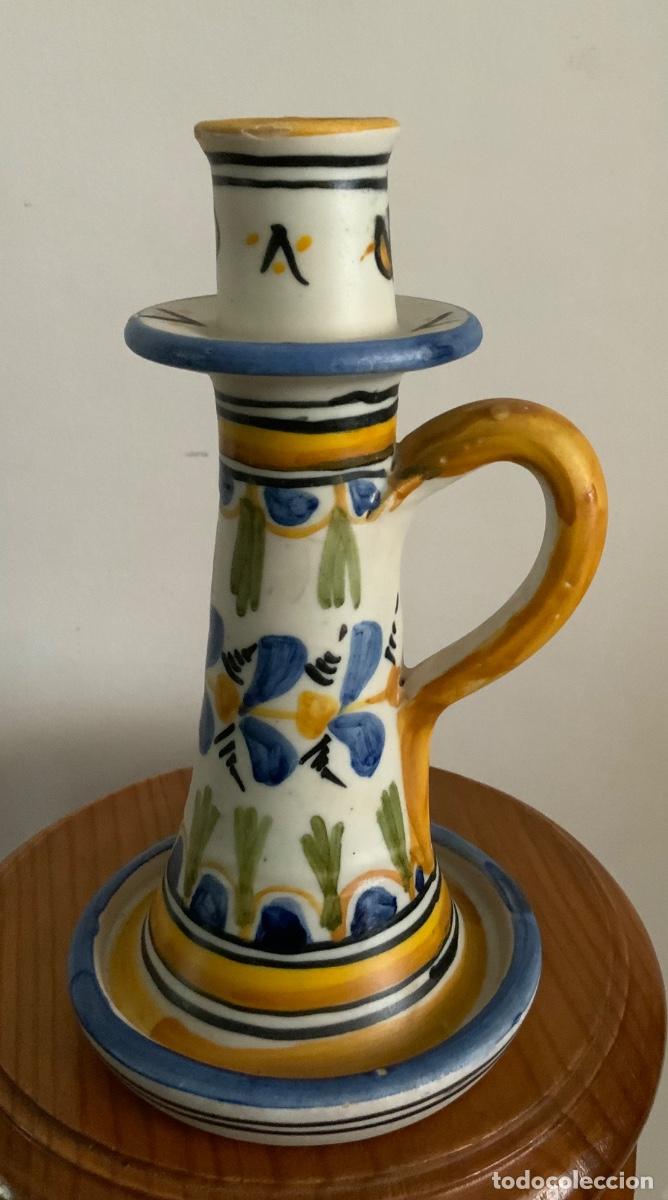 Antig&uuml;edades: ANTIGUO PORTA VELA CERAMICA DE TALAVERA