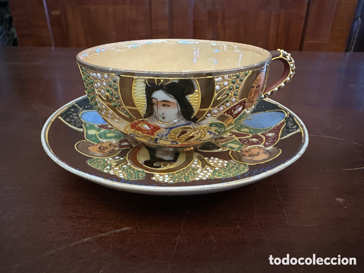 Antiques: JUEGO DE TAZA Y PLATO DE PORCELANA JAPONESA DE SATSUMA