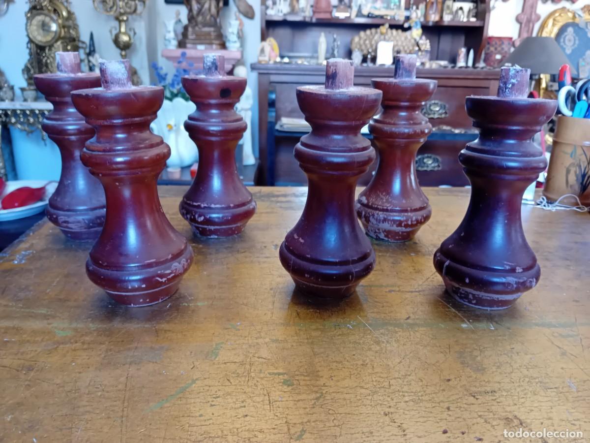 Antig&uuml;edades: 6 patas torneadas de madera maciza antiguas