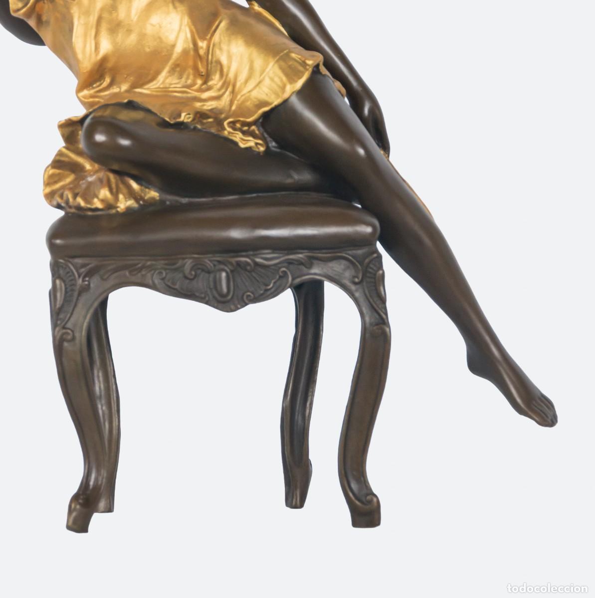 Antig&uuml;edades: Figura realizada en bronce y bronce dorado - Foto 3
