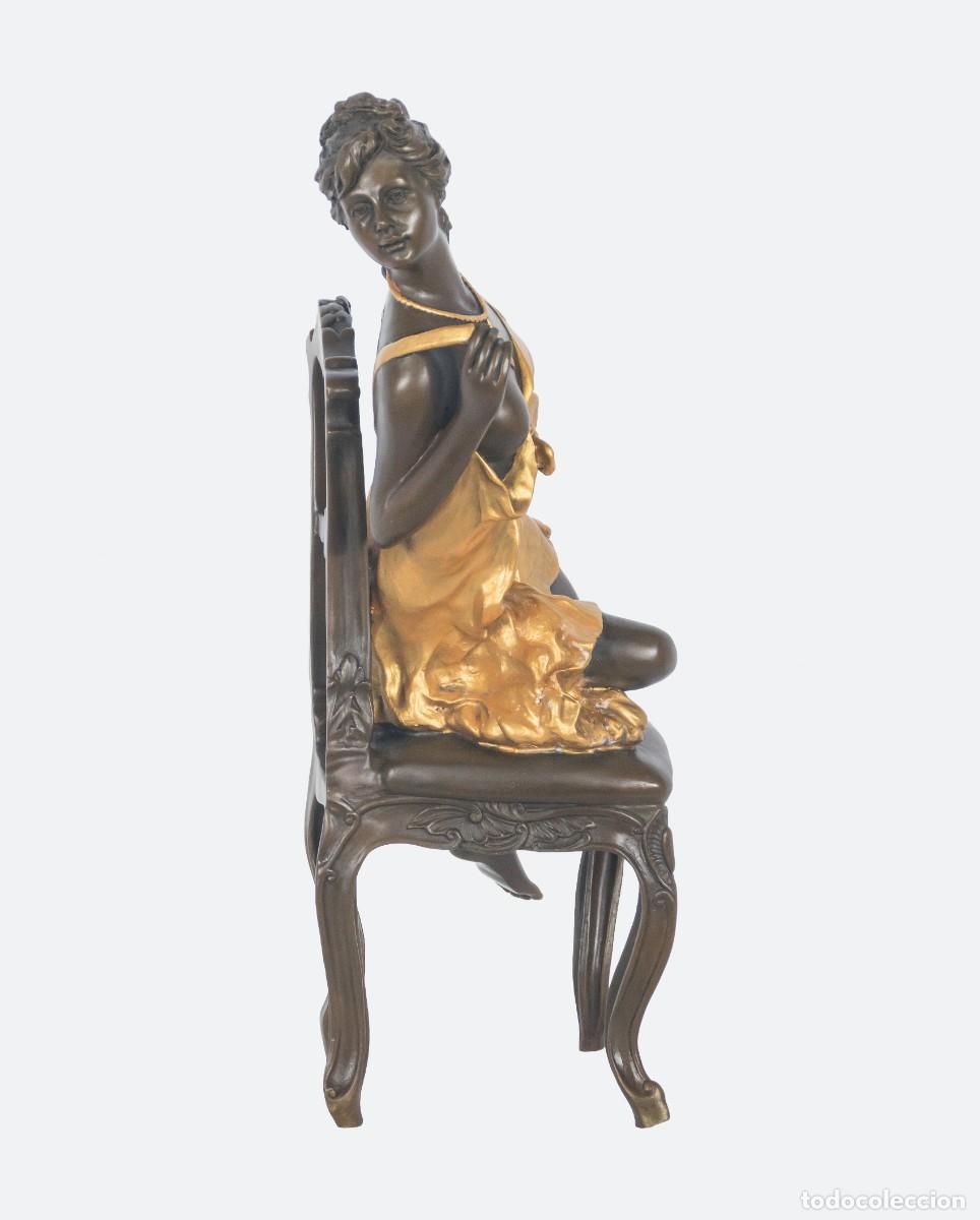 Antig&uuml;edades: Figura realizada en bronce y bronce dorado - Foto 4