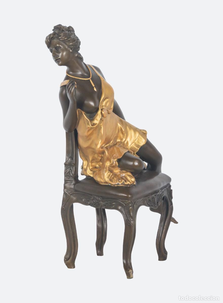 Antig&uuml;edades: Figura realizada en bronce y bronce dorado - Foto 8