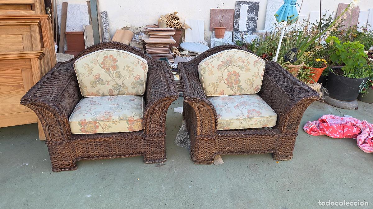 Antig&uuml;edades: parejas de sillones grandes de mimbres