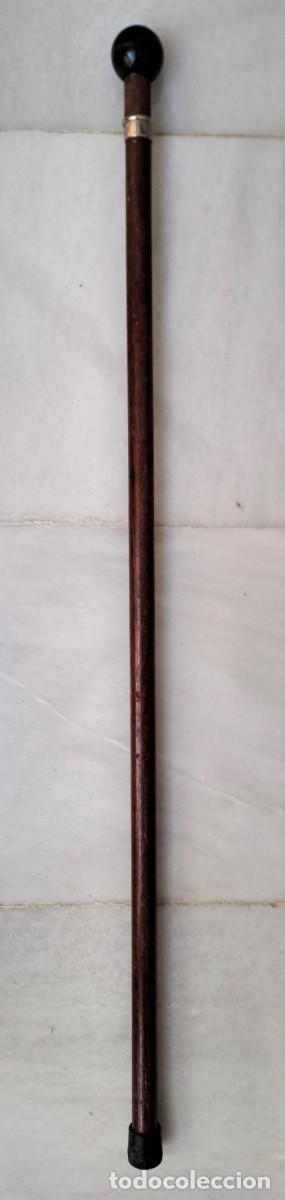 Antig&uuml;edades: BASTON DE PASEO DE MADERA CON PU&Ntilde;O REDONDO Y ANILLO DECORATIVO. BASTON-13