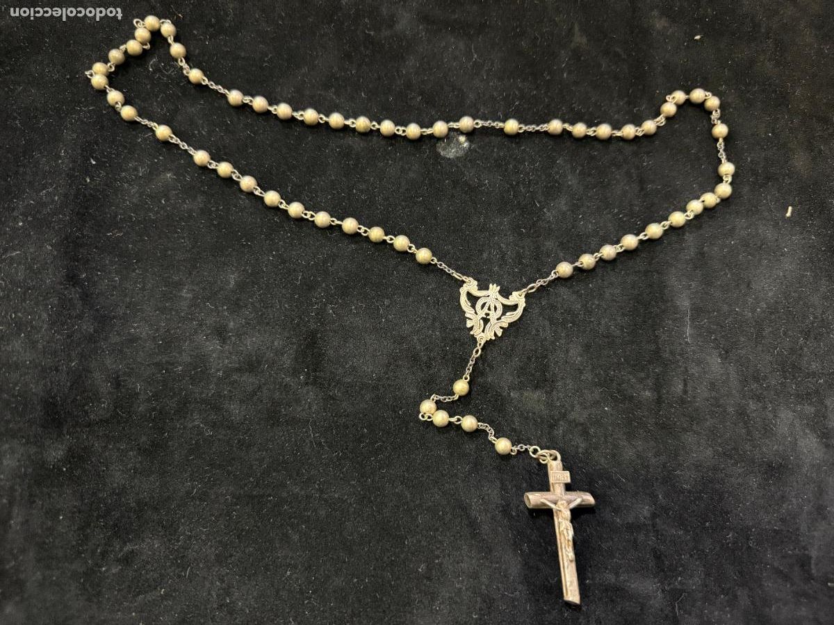 Antig&uuml;edades: ANTIGUO ROSARIO DE COMUNION - MEDIDA TOTAL 44,5 CM
