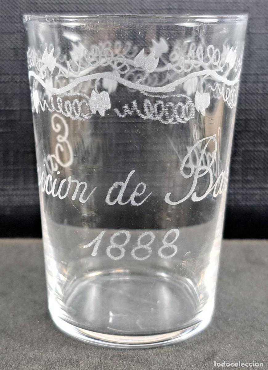 Antig&uuml;edades: Antiguo vaso grabado &ndash; Exposici&oacute;n Universal de Barcelona 1888