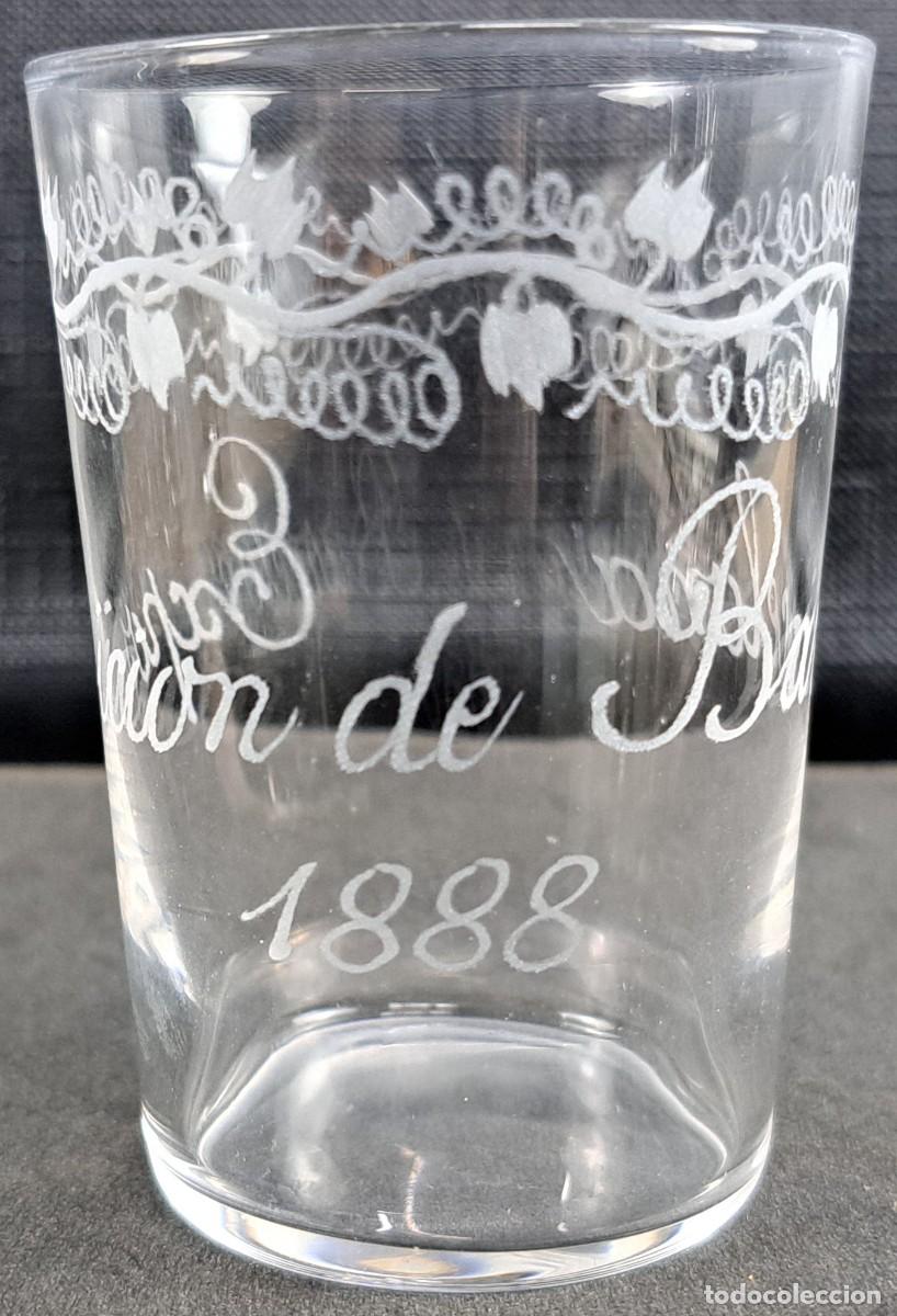 Antig&uuml;edades: Antiguo vaso grabado &ndash; Exposici&oacute;n Universal de Barcelona 1888