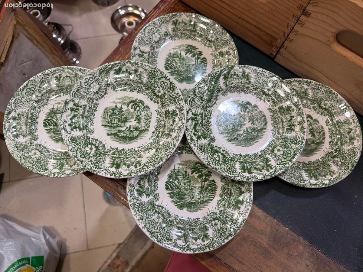 Antig&uuml;edades: CONJUNTO DE 6 PLATOS CERAMICA LA CARTUJA PICKMAN - MEDIDA 16,5 CM