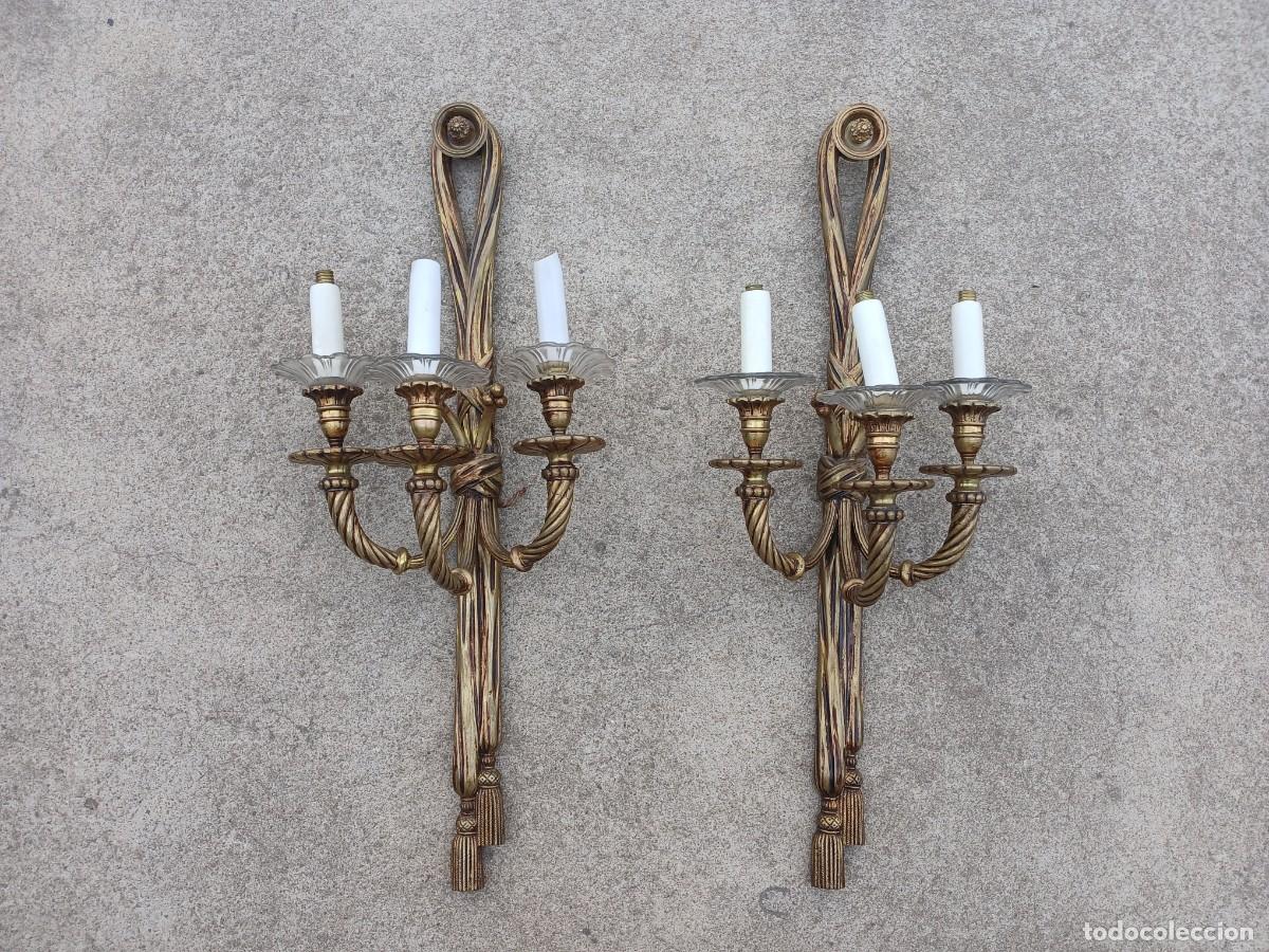 Antig&uuml;edades: 2 dos apliques antiguos bronce Luis XVI.