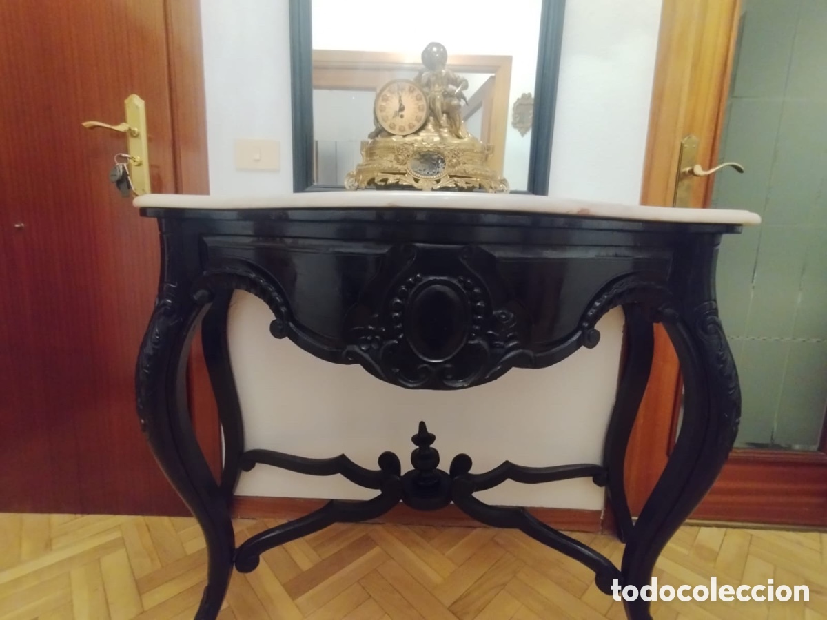 Antiquit&auml;ten: Consola cl&aacute;sica con espejo ebanister&iacute;a artesanal