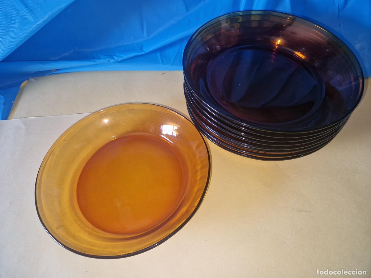 Antig&uuml;edades: 9 PLATOS HONDOS DURALEX AMBAR