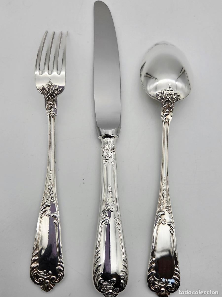 Antig&uuml;edades: Juego de cubiertos en plata con estuche - Foto 7