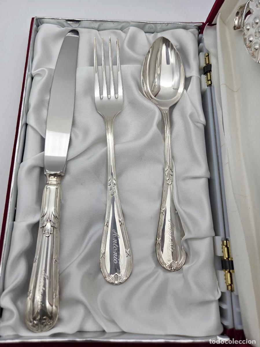 Antig&uuml;edades: Set cubiertos en plata con estuche - Foto 2