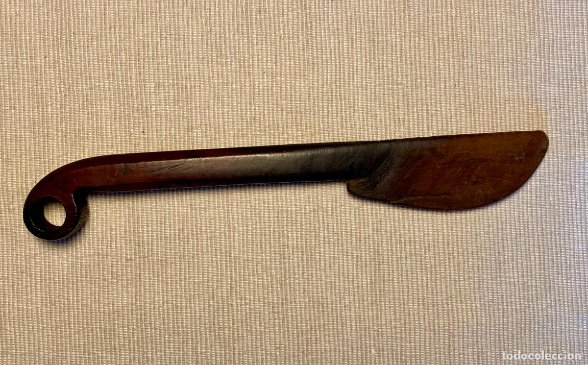 Antig&uuml;edades: ANTIGUA ESP&Aacute;TULA / CUCHILLO DE MADERA - Foto 2