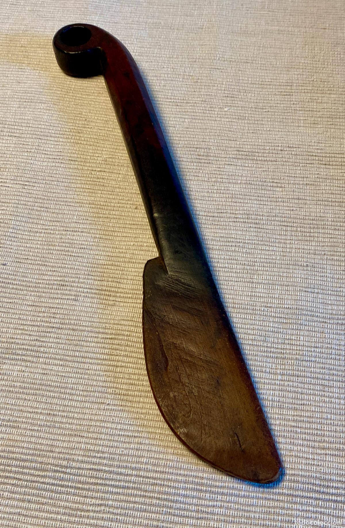Antig&uuml;edades: ANTIGUA ESP&Aacute;TULA / CUCHILLO DE MADERA - Foto 8