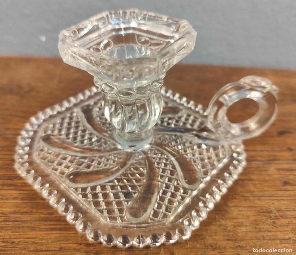 Antig&uuml;edades: Candil o candelabro de cristal prensado mediados siglo XX