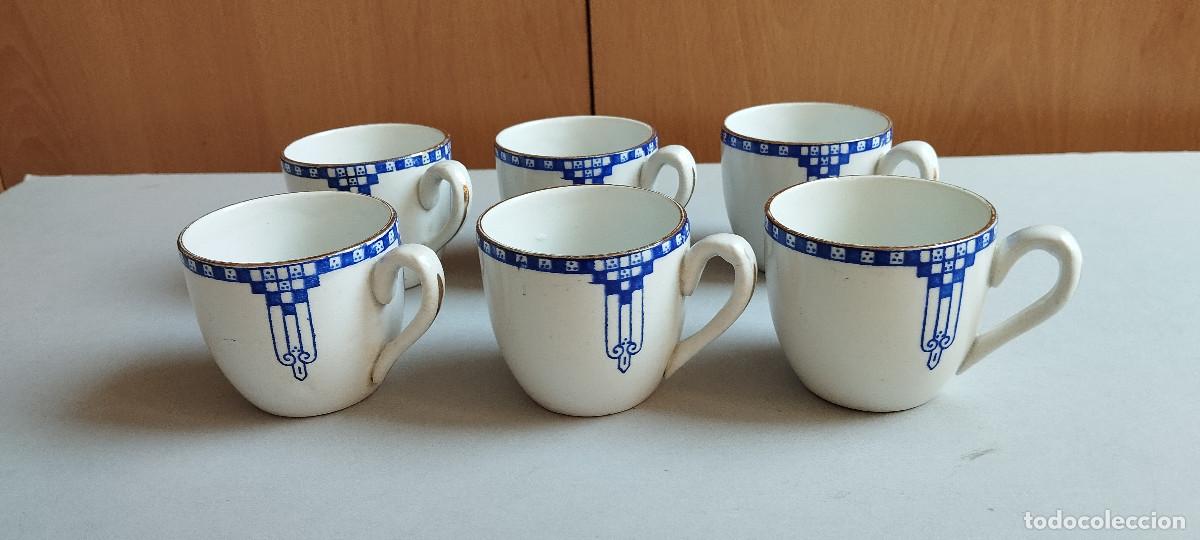 Antig&uuml;edades: Seis tazas de caf&eacute;, de loza estampada - San Juan de Aznalfarache - Sevilla