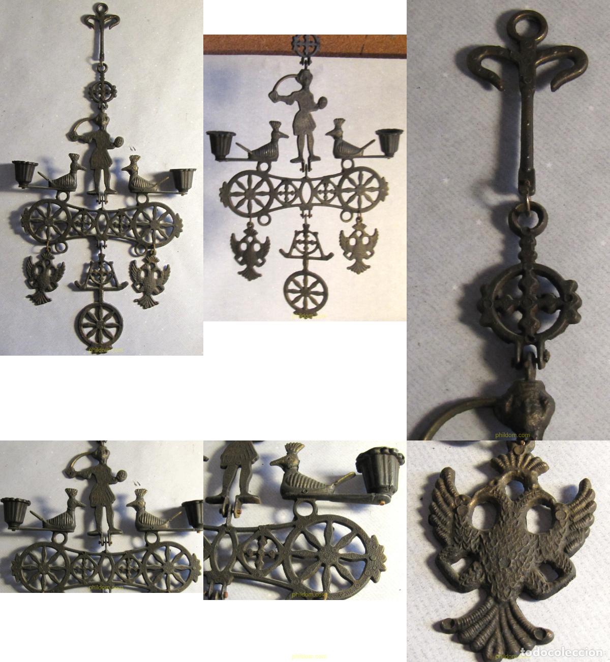 Antig&uuml;edades: PORTA VELAS CANDELABRO CRUZ BIZANTINA DE BRONCE ORTODOXO GRIEGO