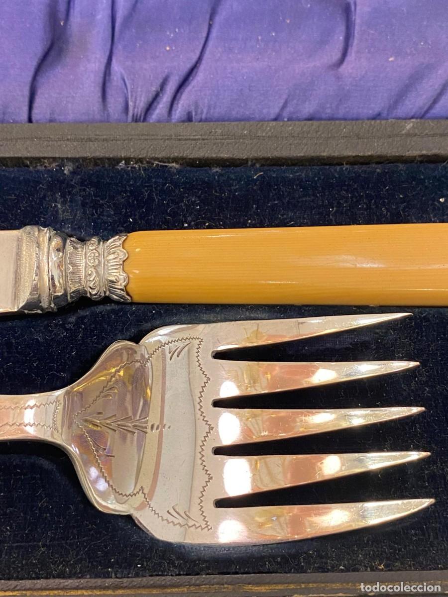 Antig&uuml;edades: Juego de Cubiertos Para Servir Pescado - Foto 2