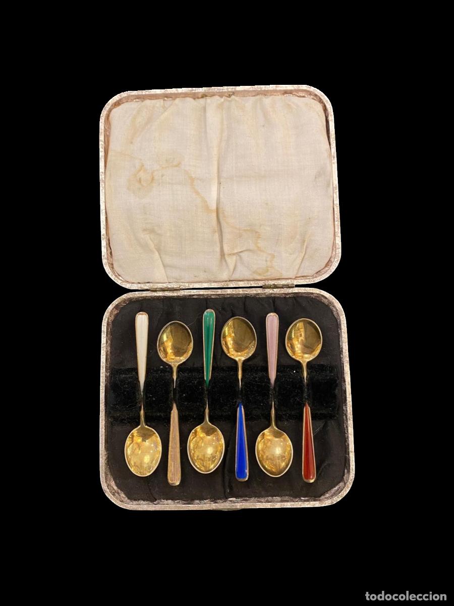 Antig&uuml;edades: Conjunto de Cucharitas Con Esmalte Guilloch&eacute;