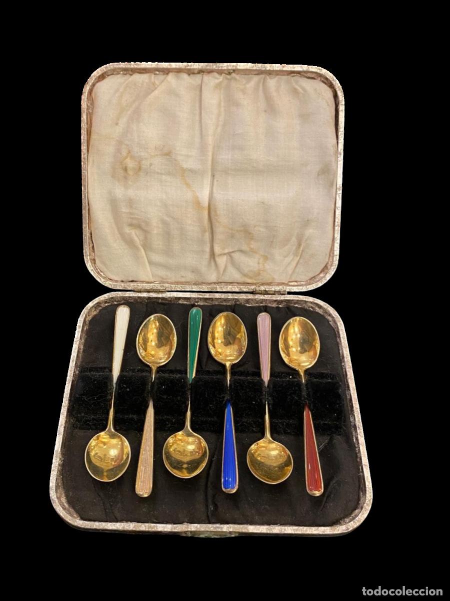 Antig&uuml;edades: Conjunto de Cucharitas Con Esmalte Guilloch&eacute; - Foto 2