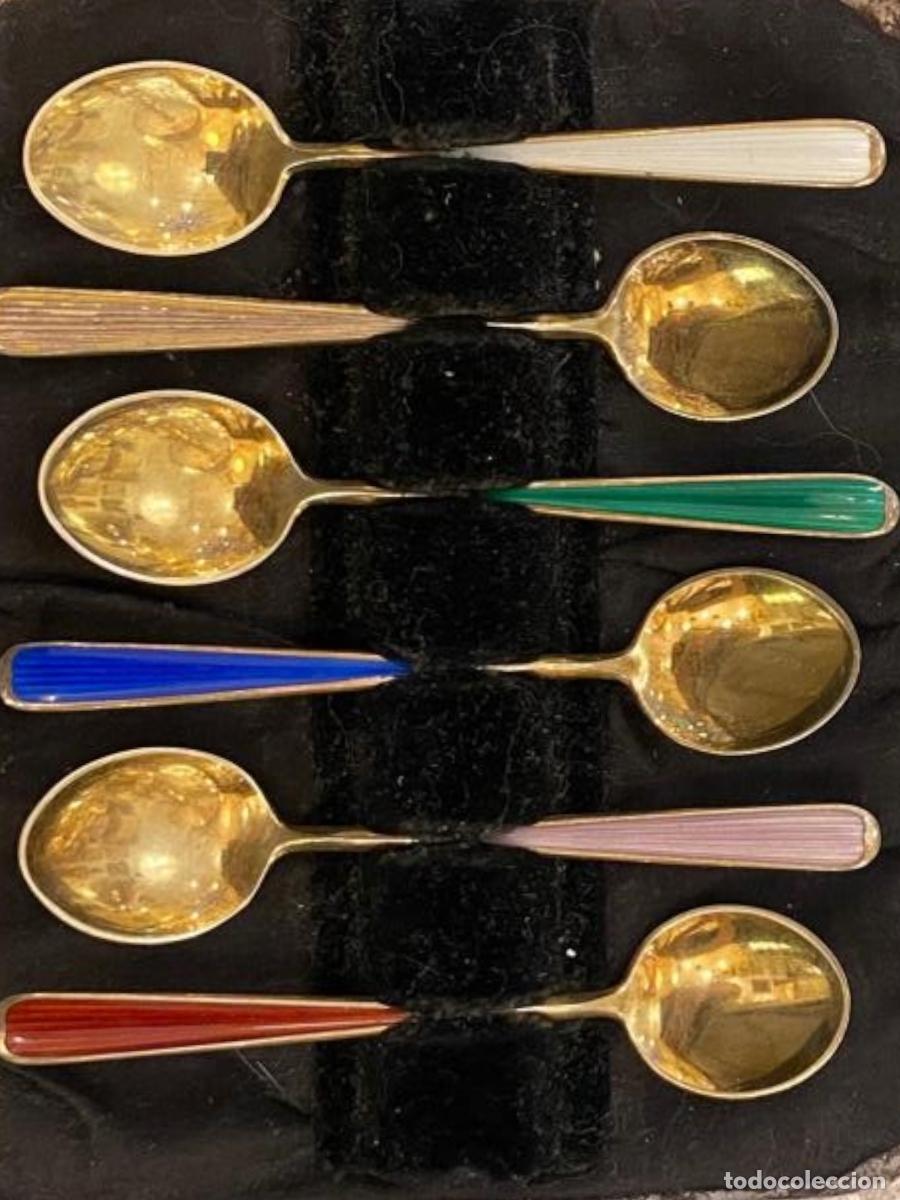Antig&uuml;edades: Conjunto de Cucharitas Con Esmalte Guilloch&eacute; - Foto 3