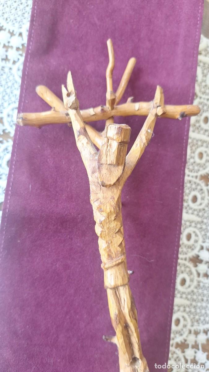 Antig&uuml;edades: Bellisimo Crucifijo Madera y Bamb&uacute; Rustico - Foto 2