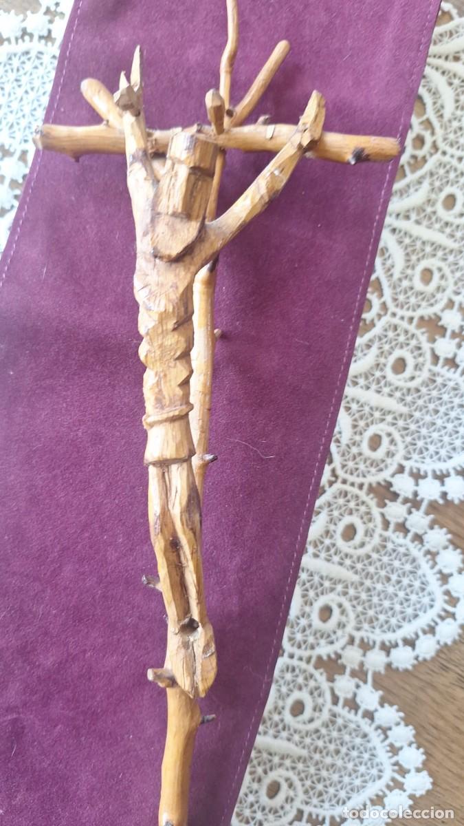 Antig&uuml;edades: Bellisimo Crucifijo Madera y Bamb&uacute; Rustico - Foto 3