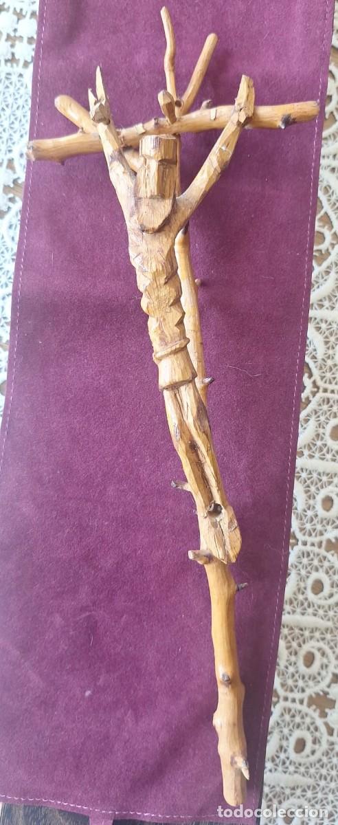 Antig&uuml;edades: Bellisimo Crucifijo Madera y Bamb&uacute; Rustico - Foto 5