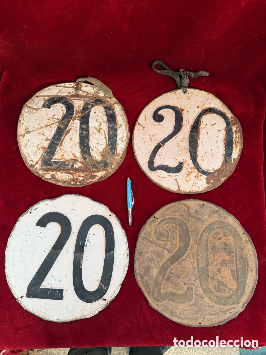 Antig&uuml;edades: Lote de 4 placas,20 km/Hora!De camiones!