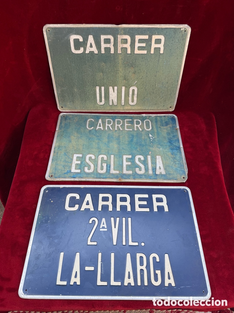 Antig&uuml;edades: Lote de 3 placas de chapa,de calles!