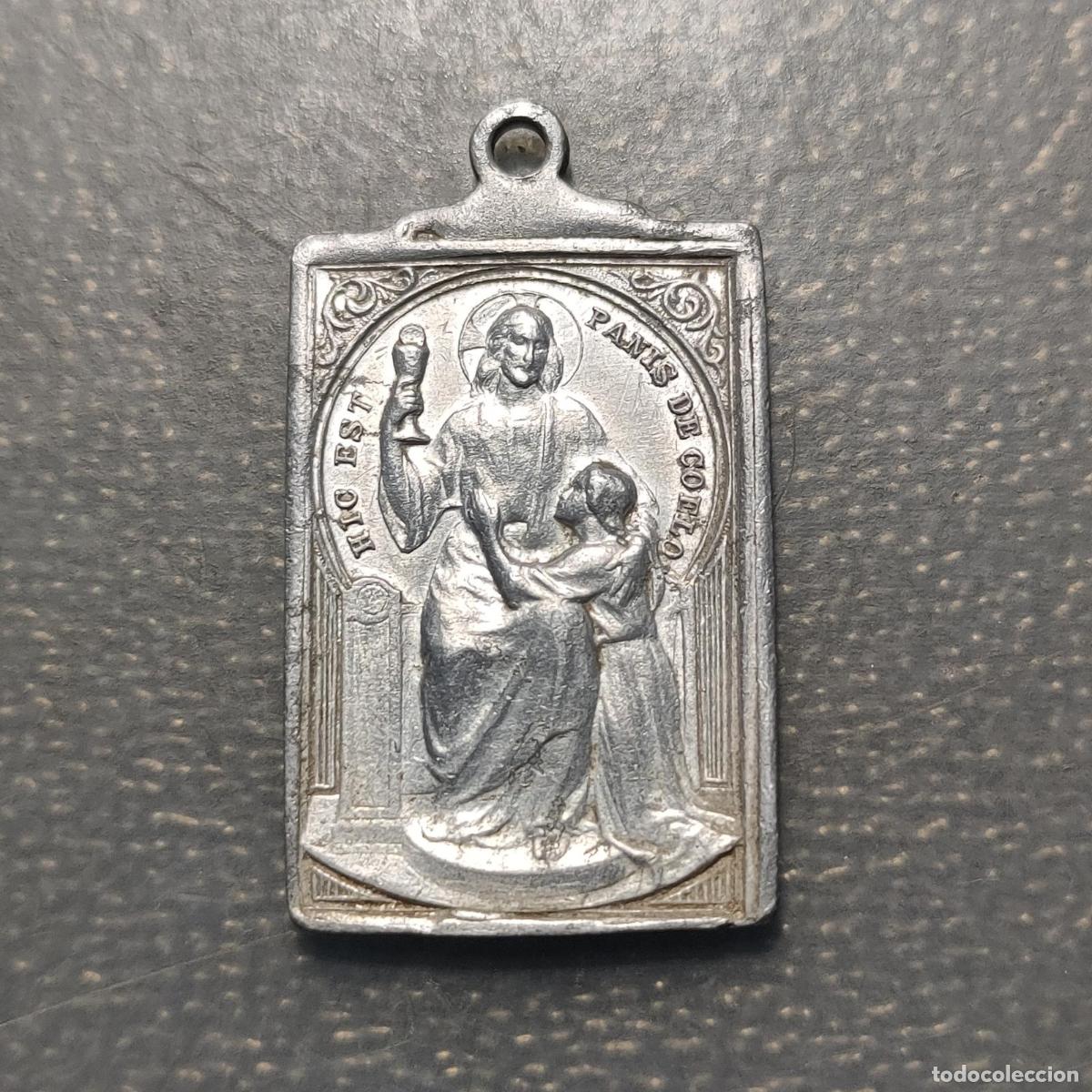 Antig&uuml;edades: MEDALLA RELIGIOSA ITALIA JESUS CON CALIZ Y NI&Ntilde;O RECUERDO DE MI PRIMERA COMUNION