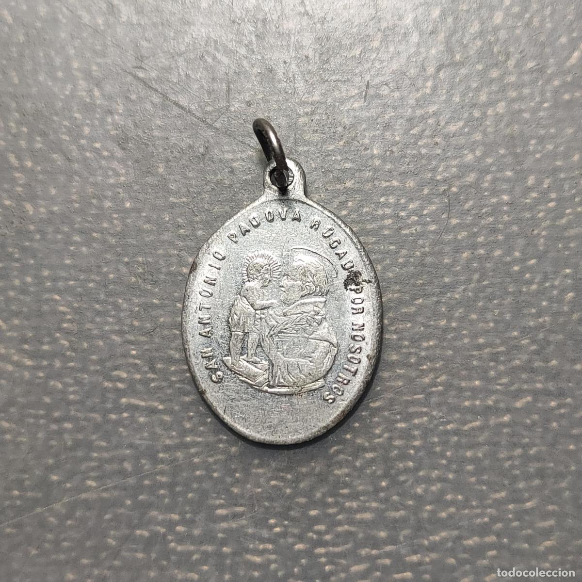 Antig&uuml;edades: MEDALLA RELIGIOSA ITALIA SAN FRANCISCO DE ASIS SAN ANTONIO DE PADUA METAL BLANCO