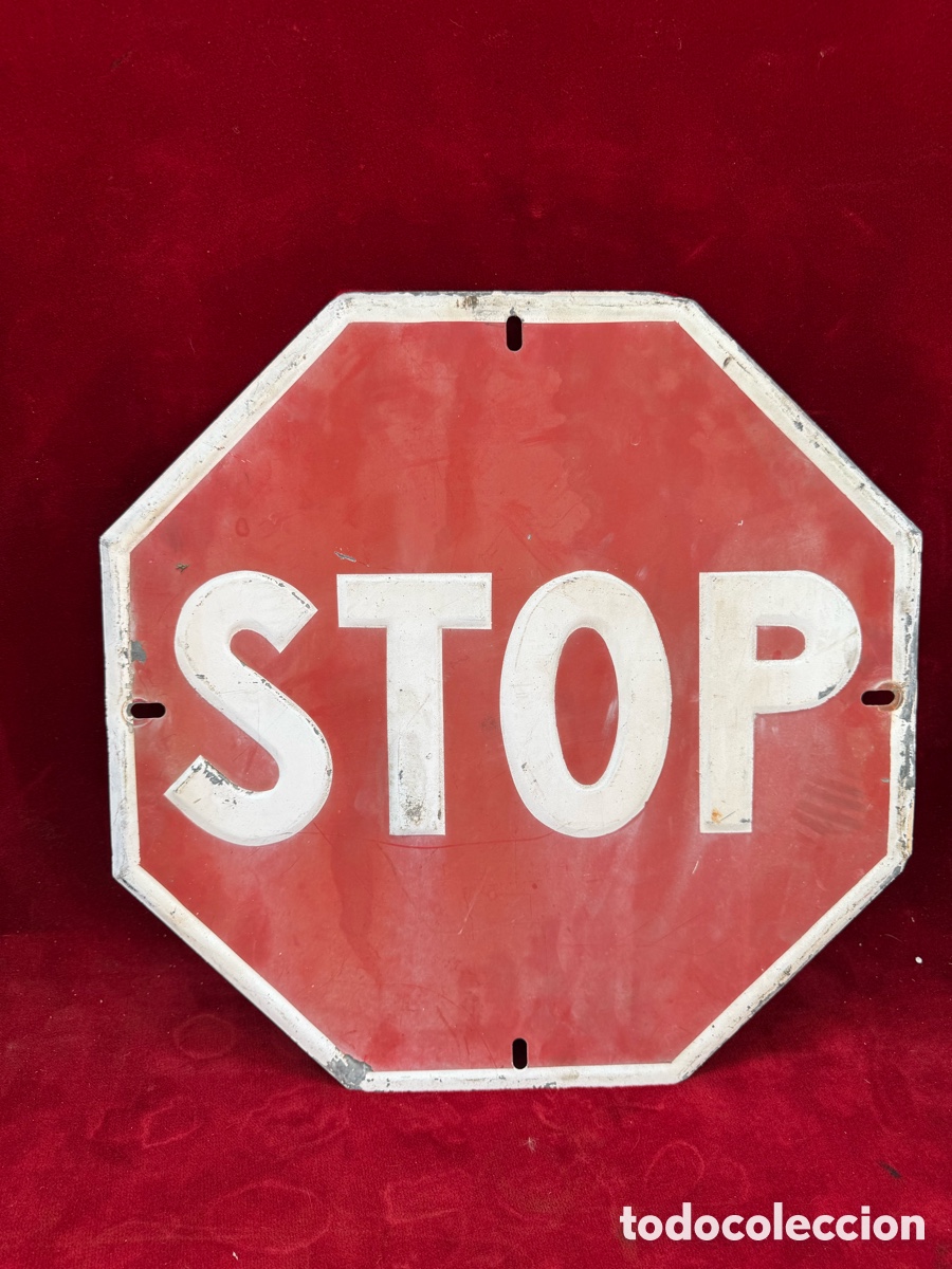 Antig&uuml;edades: Antigua se&ntilde;al de STOP,relieve,a&ntilde;os 60!