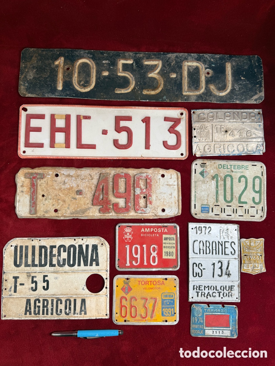 Antig&uuml;edades: Gran lote de matriculas antiguas de coches,motos,carros,etc!