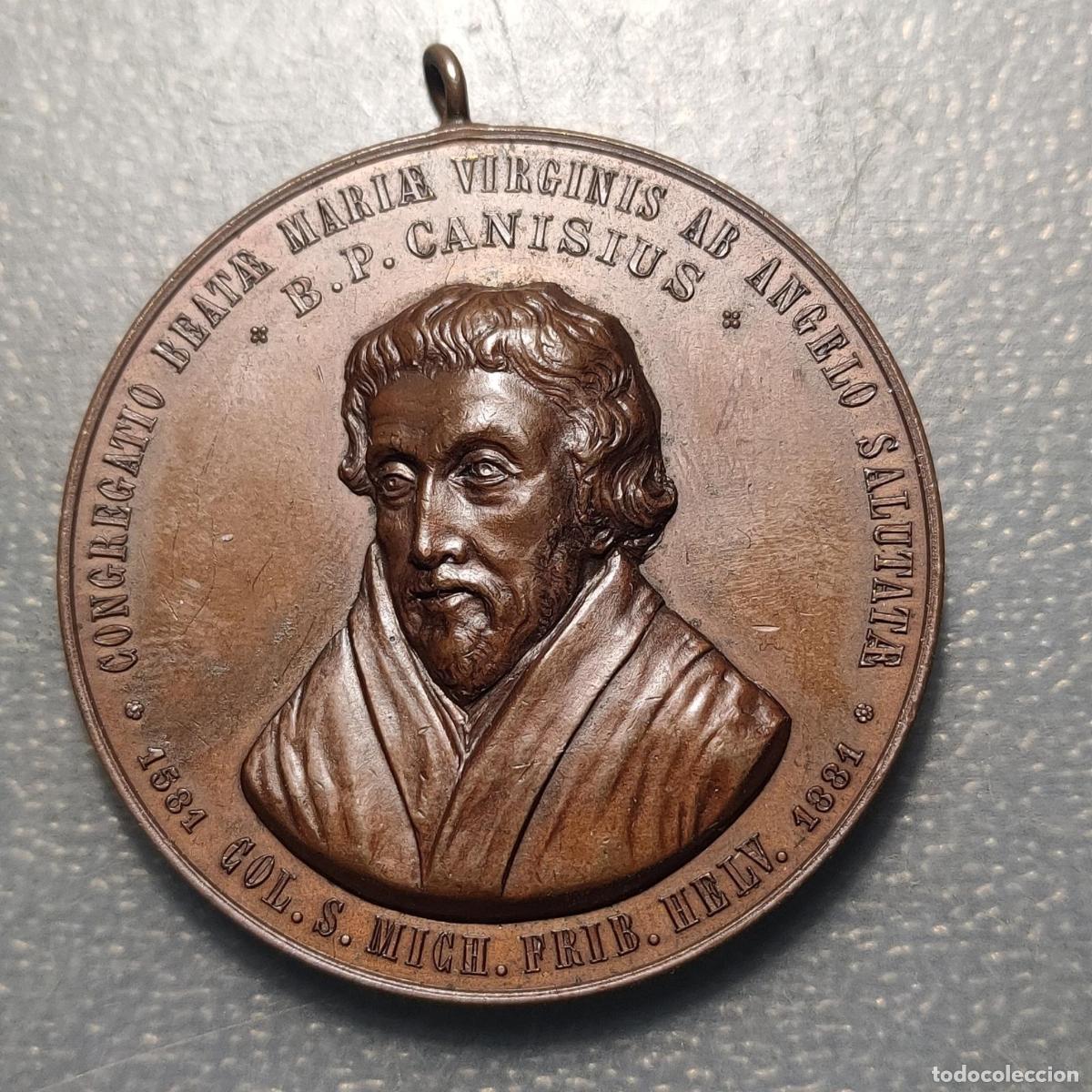 Antig&uuml;edades: MEDALLA RELIGIOSA SUIZA B P CANISIUS CONGREGACION BEATA VIRGEN MARIA FRIBURGO