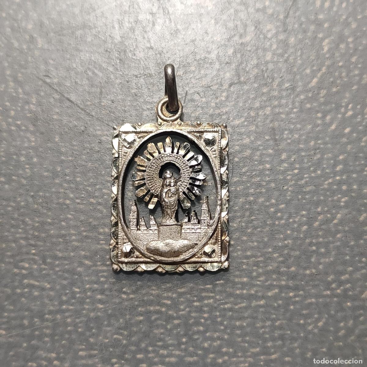 Antig&uuml;edades: MEDALLA RELIGIOSA ZARAGOZA VIRGEN DEL PILAR MEDALLA CALADA PLATA