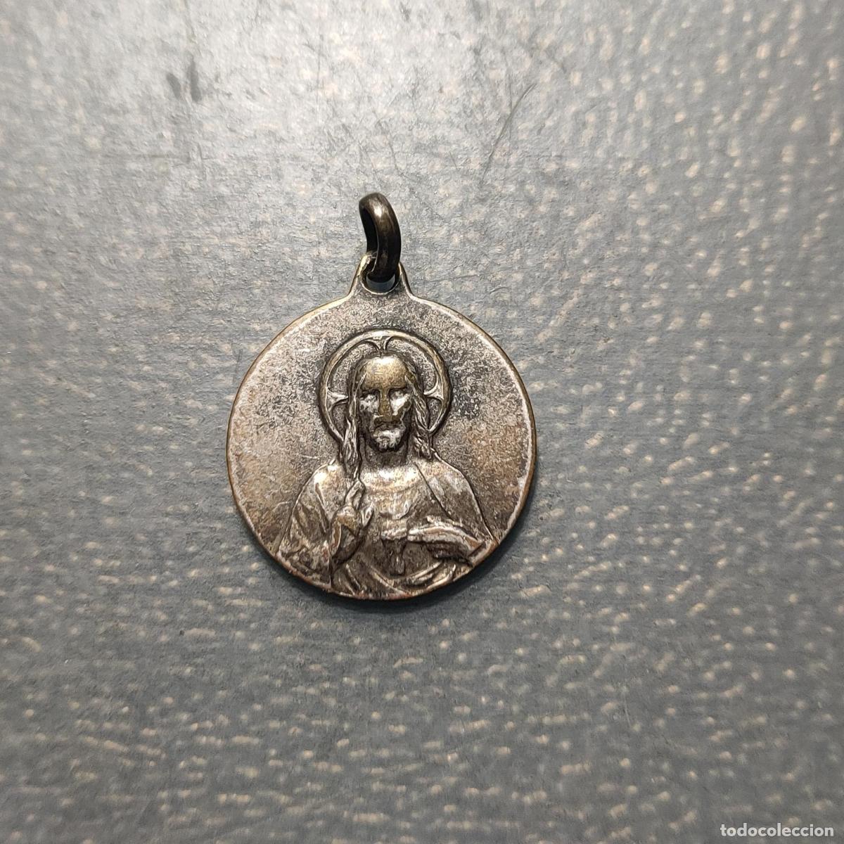 Antig&uuml;edades: MEDALLA RELIGIOSA ZARAGOZA VIRGEN DEL PILAR SAGRADO CORAZON DE JESUS