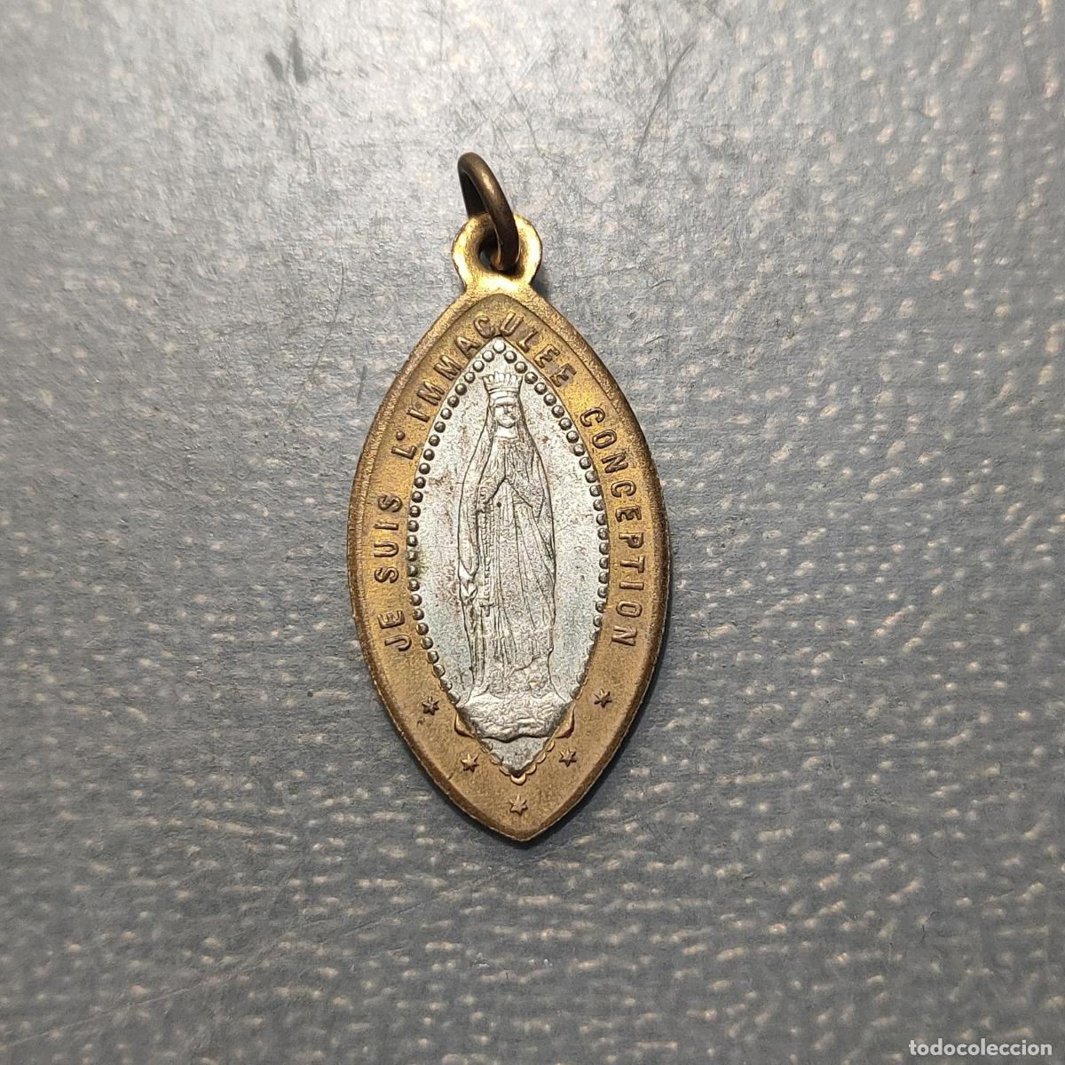 Antig&uuml;edades: MEDALLA RELIGIOSA LOURDES FRANCIA INMACULADA CONCEPCION BASILICA DE LOURDES