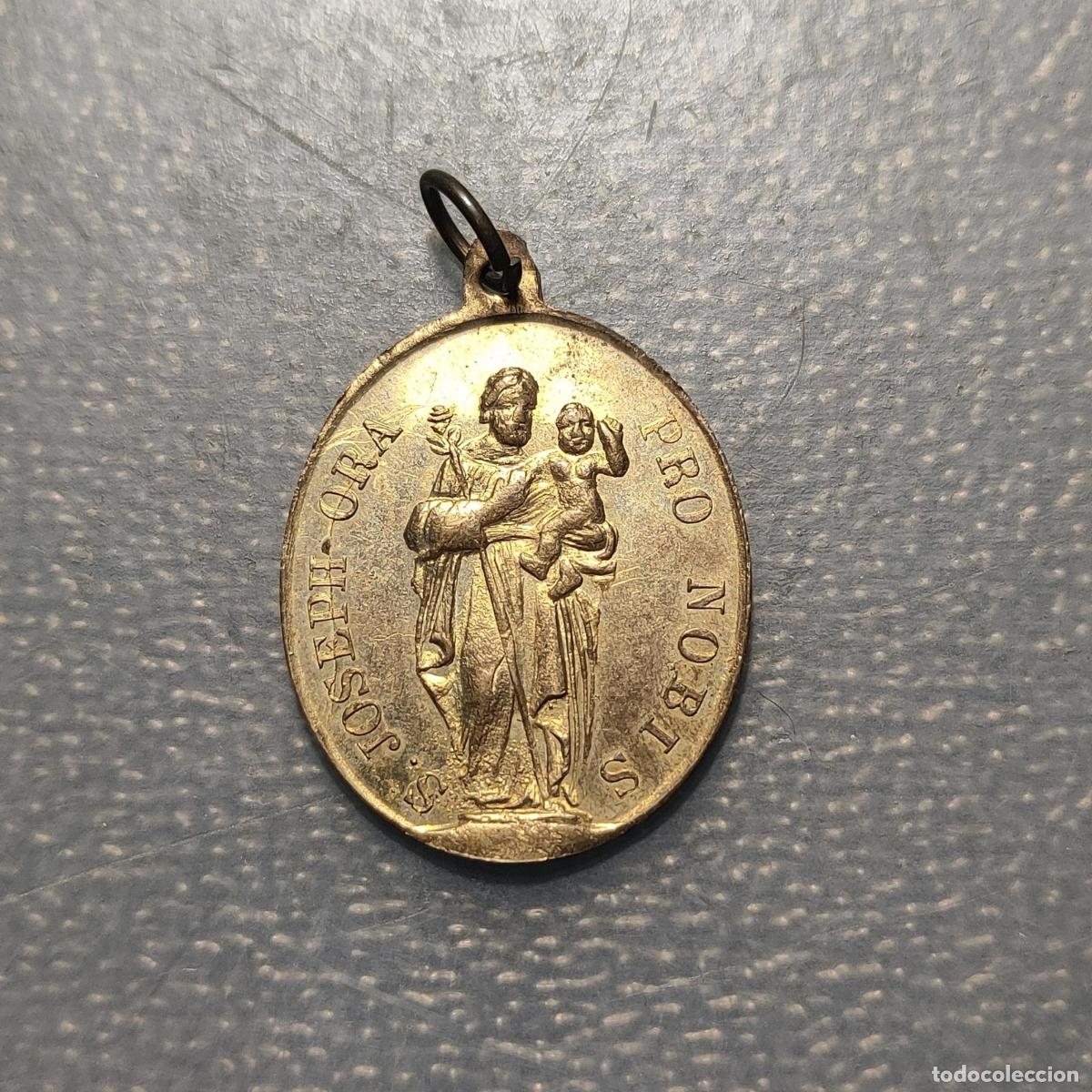 Antig&uuml;edades: MEDALLA RELIGIOSA FRANCIA INMACULADA CONCEPCION SAN JOSE LATON