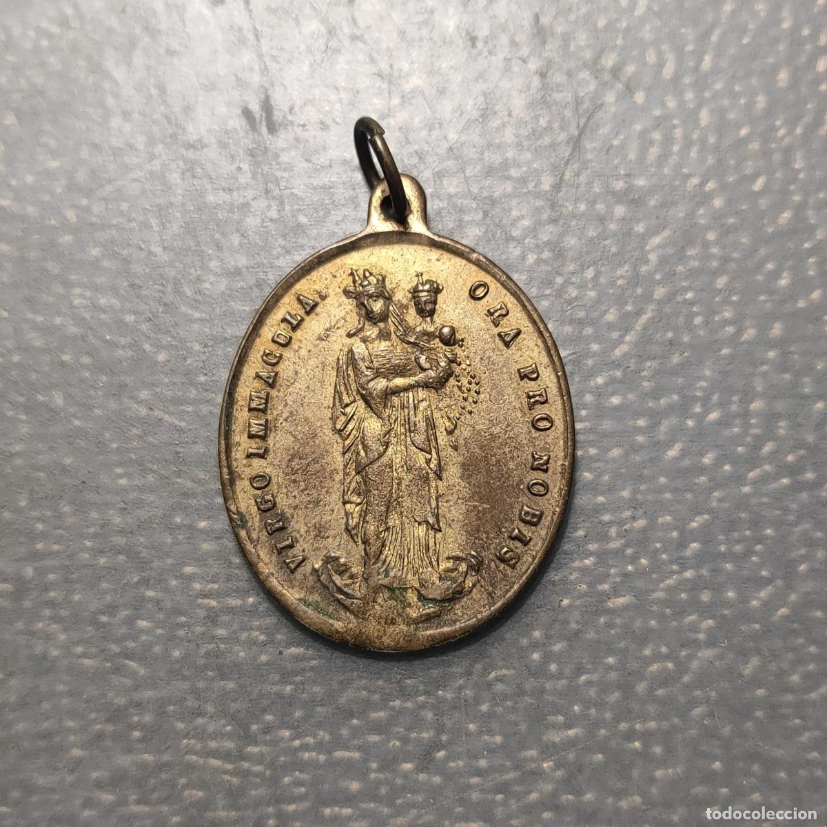 Antig&uuml;edades: MEDALLA RELIGIOSA FRANCIA INMACULADA CONCEPCION SAN JOSE LATON