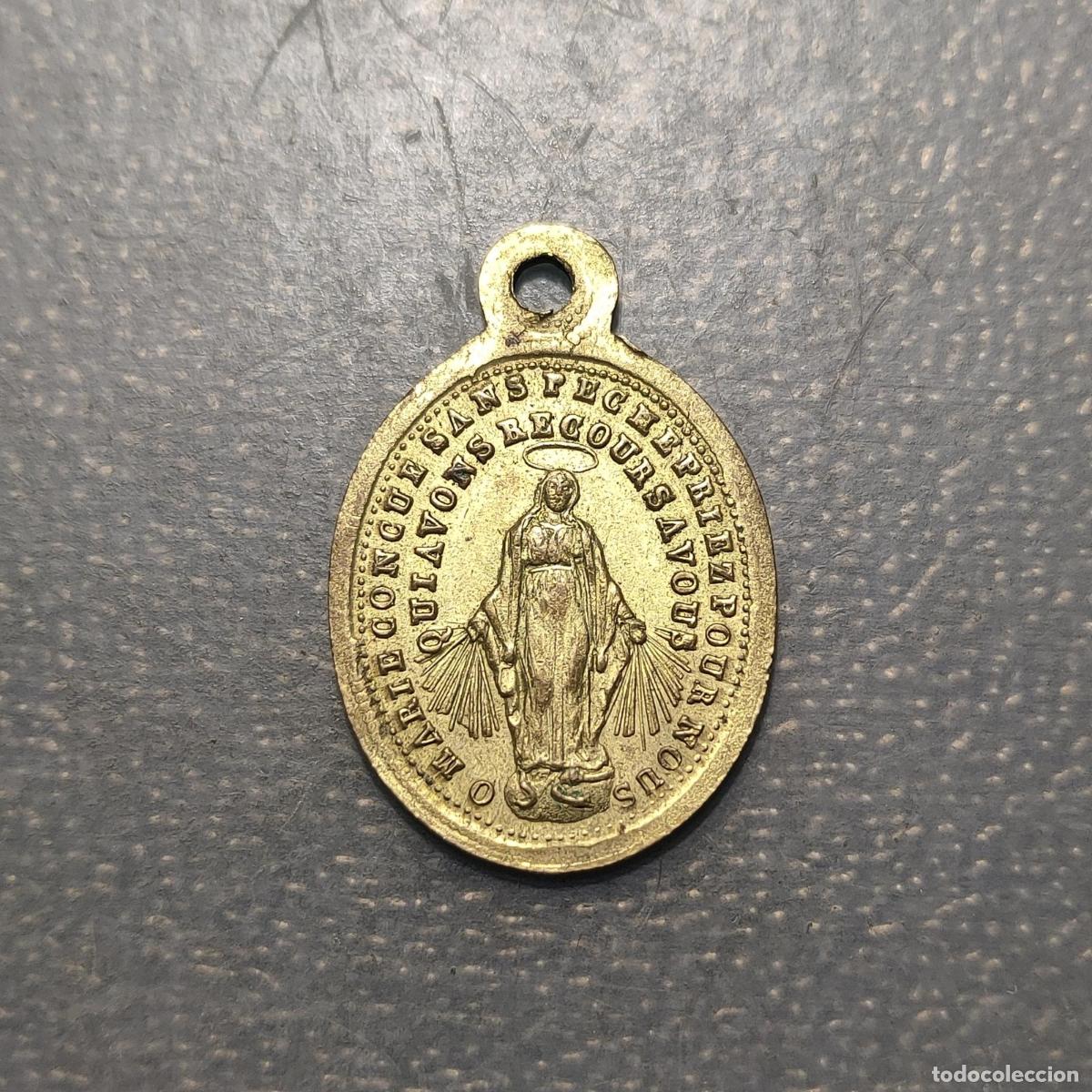 Antig&uuml;edades: MEDALLA RELIGIOSA FRANCIA INMACULADA CONCEPCION SAGRADO CORAZON DE JESUS Y MARIA