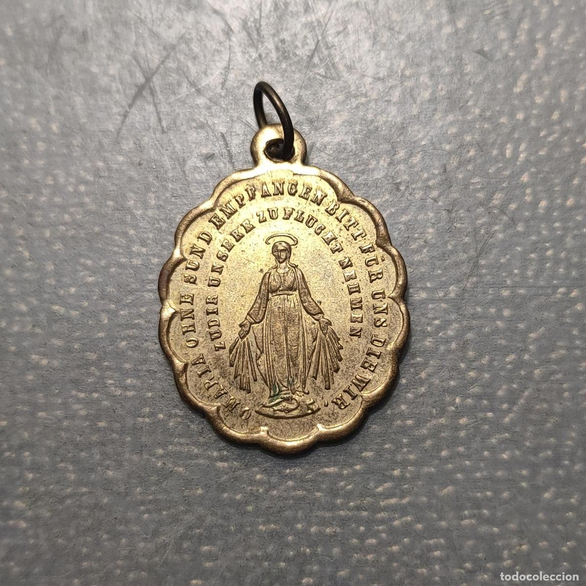 Antig&uuml;edades: MEDALLA RELIGIOSA ALEMANIA INMACULADA CONCEPCION SAGRADO CORAZON JESUS Y MARIA