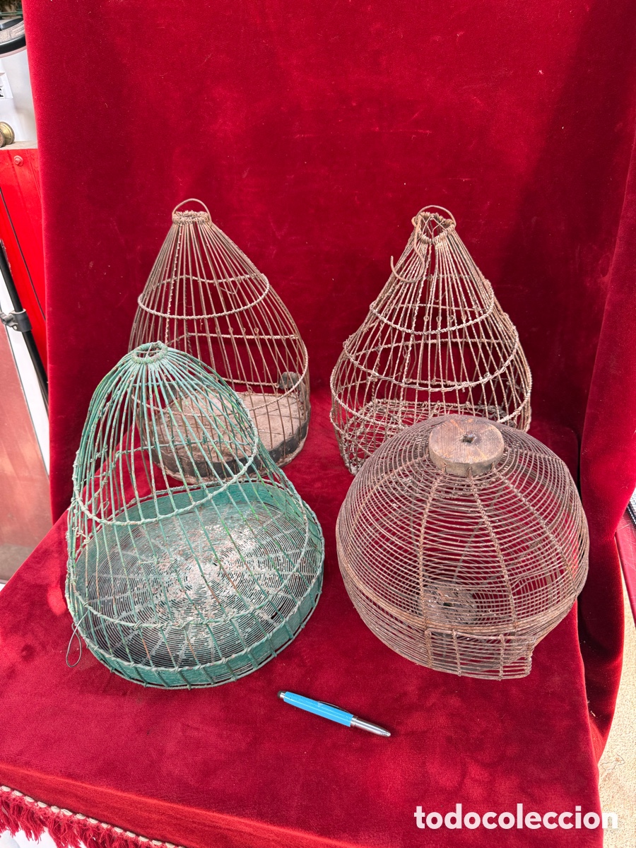 Antig&uuml;edades: Lote de 4 gavias antiguas de aves!
