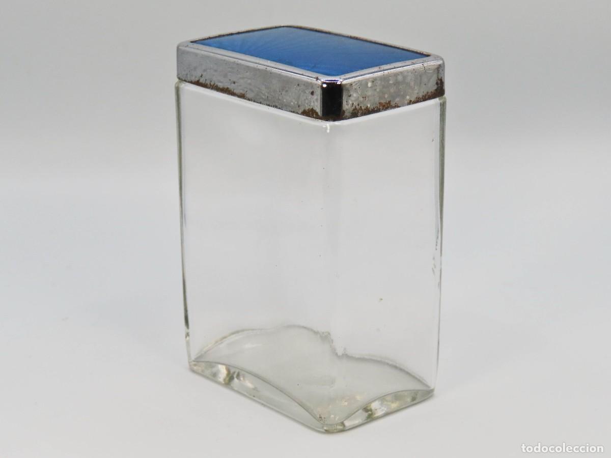 Antig&uuml;edades: CAJA DE VIDRIO CON FAUX GUILLOCHE AZUL ART DECO